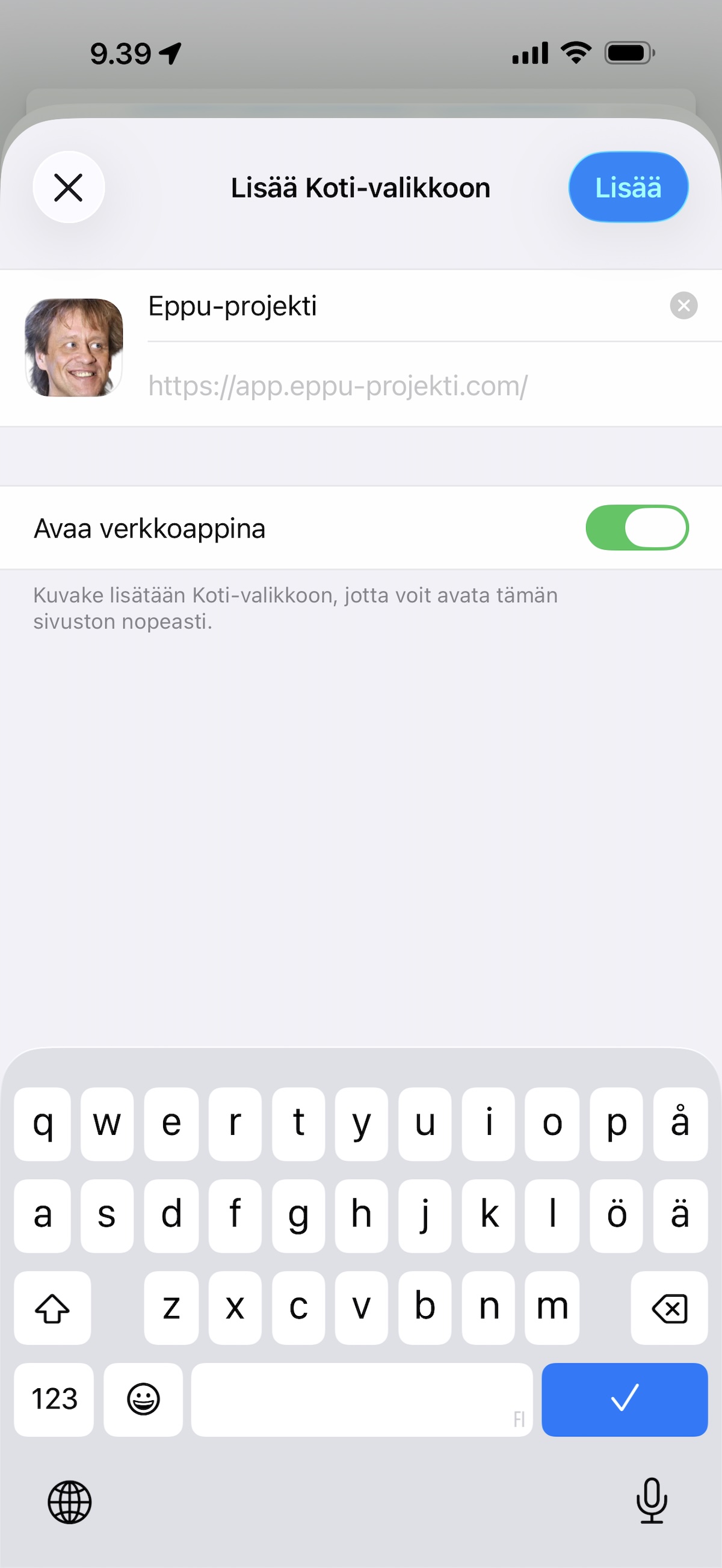 Vaihe 3: Muokkaa nimeä ja klikkaa 'Lisää'-nappia